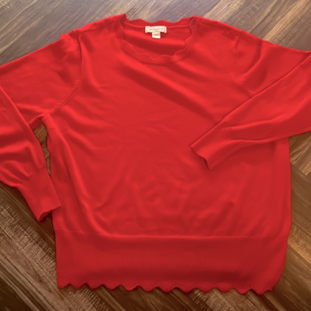 Red Scalloped Liz Claiborne Sweater